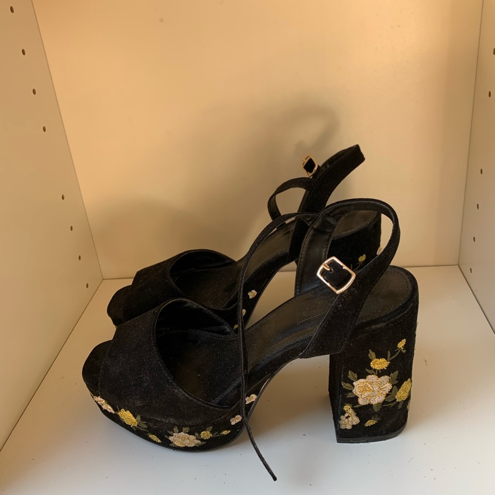 Topshop platform heels with embroidery